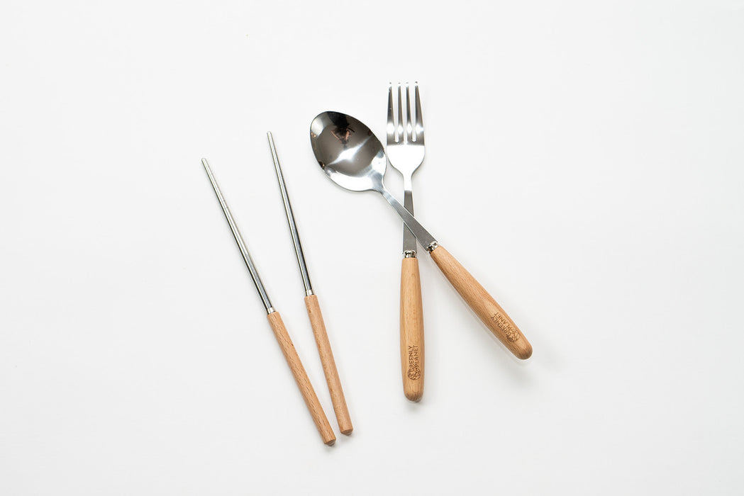 Reusable Steel and Bamboo Cutlery Set