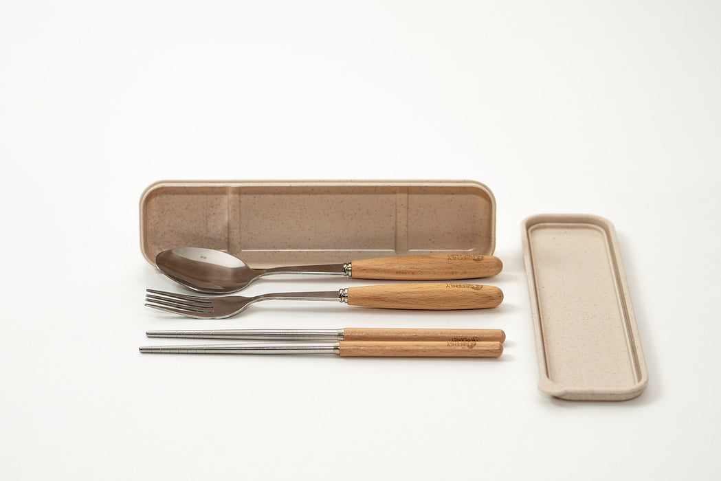 Reusable Steel and Bamboo Cutlery Set