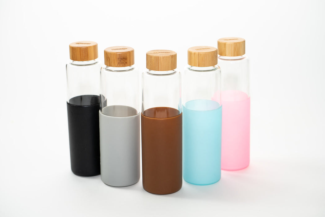 Glass Water Bottle With Bamboo Lid