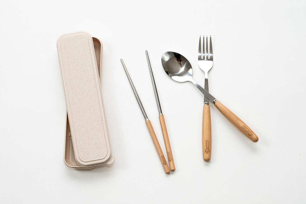 Reusable Steel and Bamboo Cutlery Set