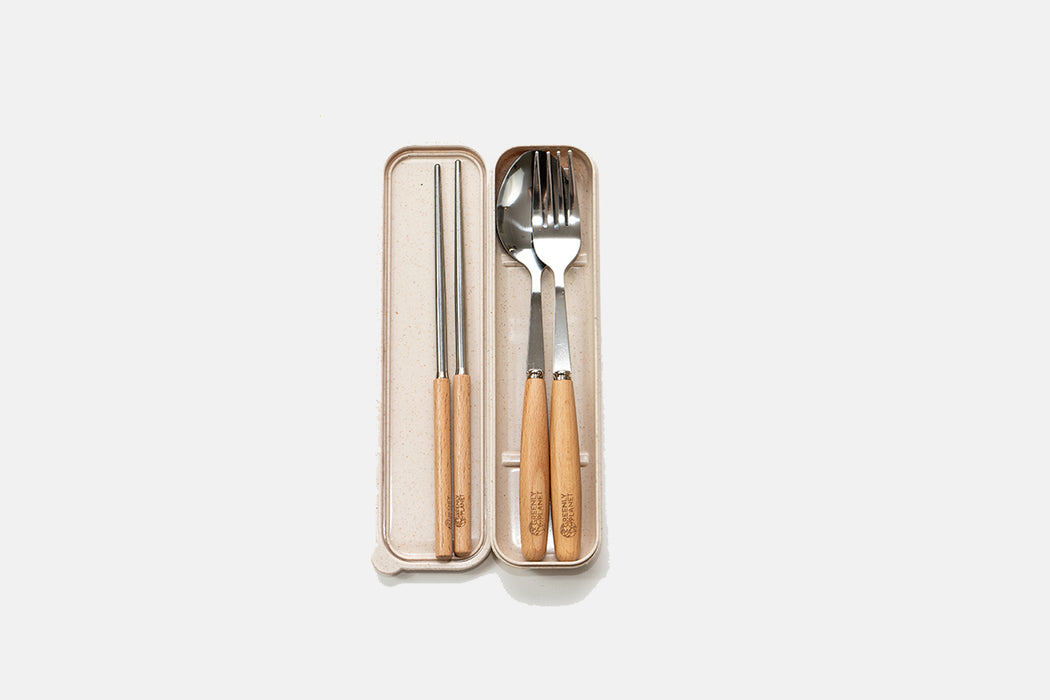 Reusable Steel and Bamboo Cutlery Set