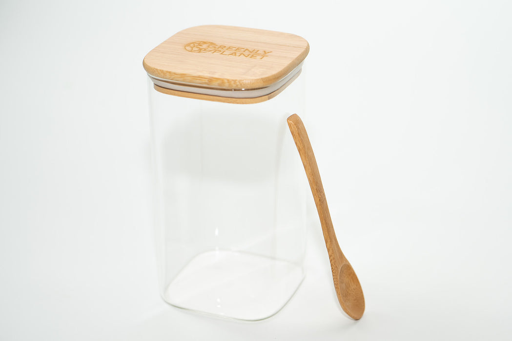 Spice Jar with Bamboo Lid and Bamboo Spoon