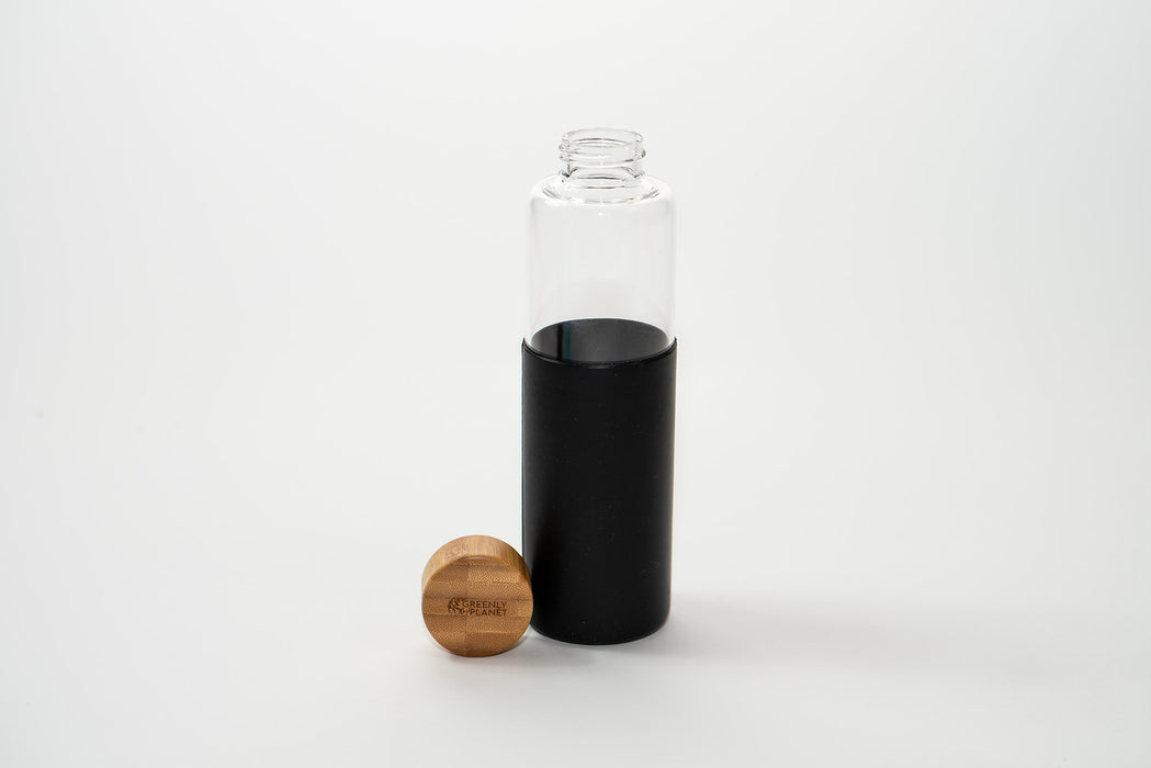 Glass Water Bottle With Bamboo Lid — GreenlyPlanet LLC